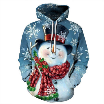 FUNSTUFFPRINT 3D Snowman Snowflakes Christmas All Over 3D Hoodie and Zip Hoodie