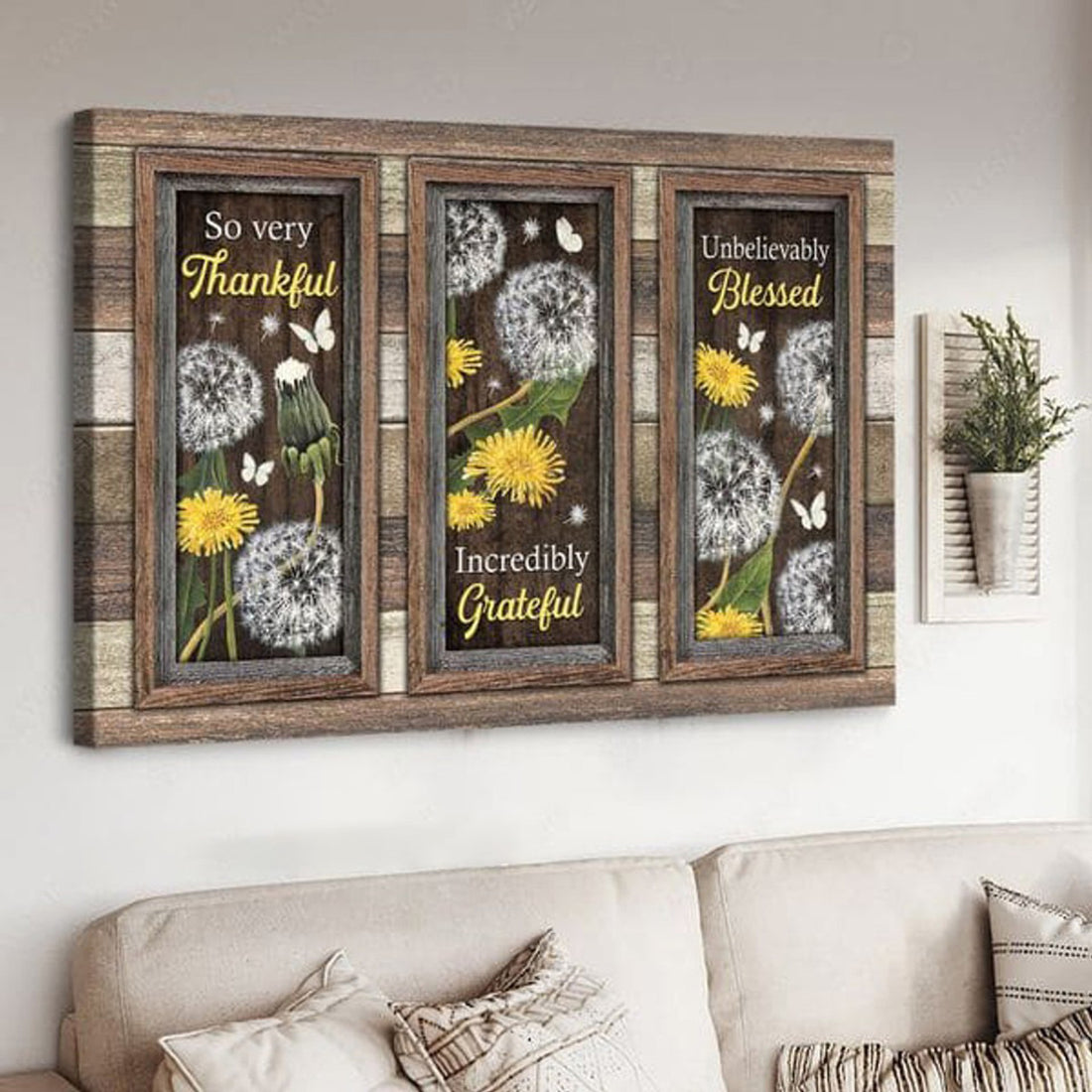 So Very Thankful Incredibly Grateful Unbelievably Blessed Dandelion Poster Poster and Canvas