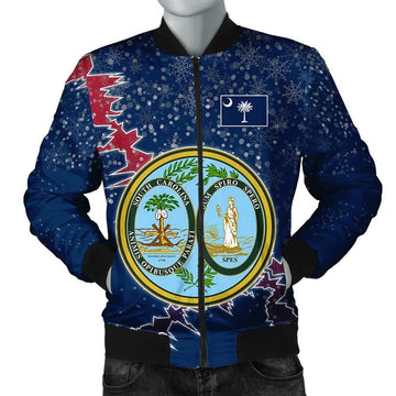 FUNSTUFFPRINT South Carolina Christmas Coat Of Arms Men Bomber Jacket Style 3D Bomber Jacket