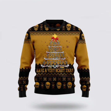 FUNSTUFFPRINT Spooky Skull Xmas Sweater Get Festive With A Very Scary Ugly Christmas Sweater – Christmas Gifts For Frends Ugly Sweater