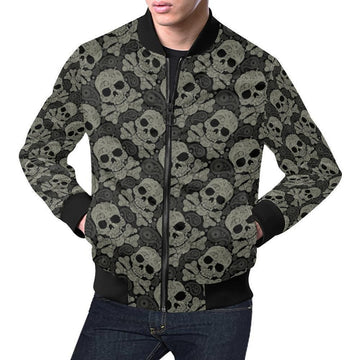 FUNSTUFFPRINT Sugar Skull Skeleton Girly Paisley Pattern Print Mens 3D Bomber Jacket