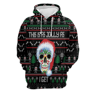 FUNSTUFFPRINT 3D Sugar Skull Christmas All Over 3D Hoodie and Zip Hoodie