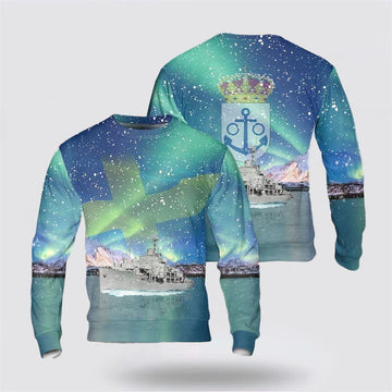 FUNSTUFFPRINT Swedish Navy HMS Alvsnabben (M01) Christmas Sweater 3D – Christmas Gift For Military Personnel Ugly Sweater