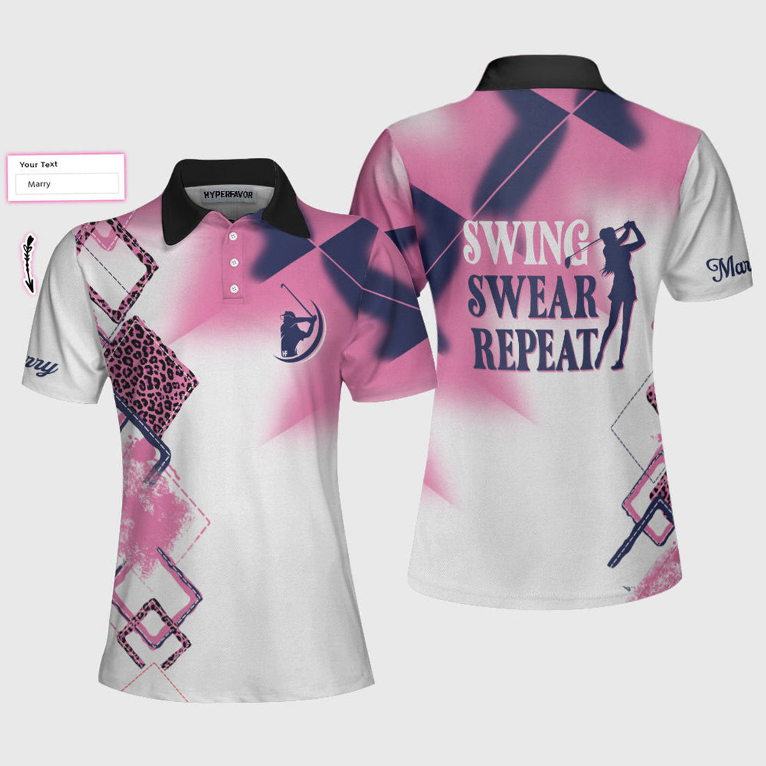 Custom Swing Swear Repeat Custom Short Sleeve Women Polo Shirt - Perfect Gift For Women