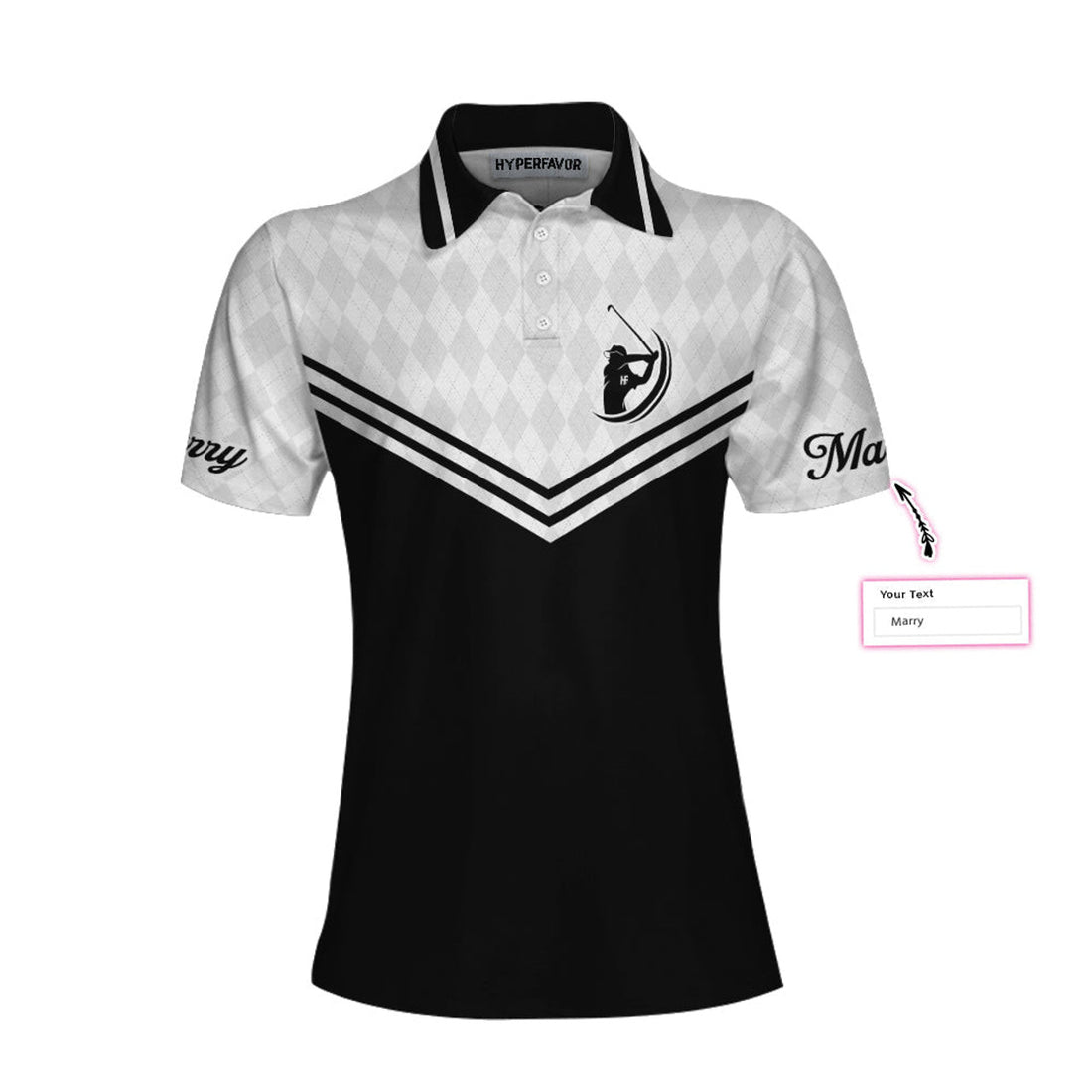 Custom Swing Swear Repeat Custom Short Sleeve Women Polo Shirt, Black And White Golf Shirt For Female Players - Perfect Gift For Women