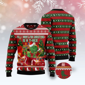 FUNSTUFFPRINT T-Rex Christmas'S Gift Ugly Christmas Sweater, Christmas Sweater, Ugly Sweater, Funny Xmas Sweaters Ugly Sweater