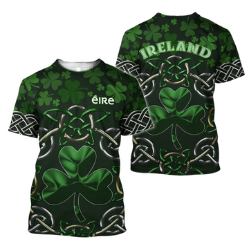 FUNSTUFFPRINT Dilypod Irish Saint Patrick's Day Shamrock Celtic Cross Hoodie T-Shirt T-Shirt Pi 3D T-shirt