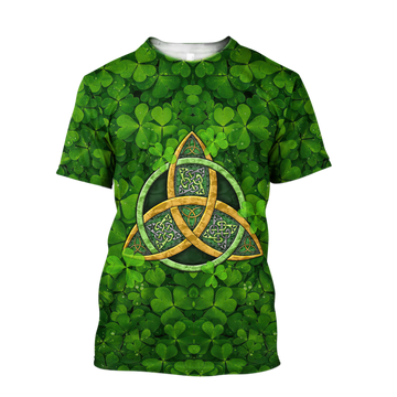 FUNSTUFFPRINT St Patrick's Day Pattern Shamrock Shirt, Shamrock All Over PrinT-Shirt, Gift For Patrick's Day 3D T-shirt