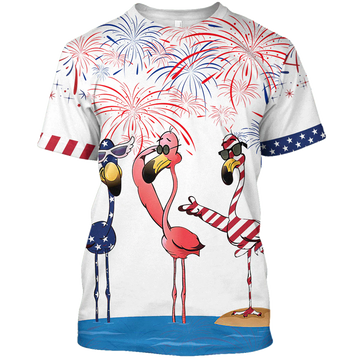 Flamingo Shirts For Independence Day, Funny Patriotic Shirt American Flamingo T-Shirt