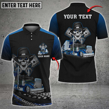 Custom Skull Trucking Personalized Name 3D Polo Shirt For Truck Driver 4 Colors
