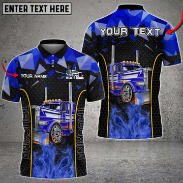 Personalized Truck Metal Pattern Multicolor Option Personalized Name 3D Polo Shirt For Truck Driver