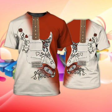 FUNSTUFFPRINT 3D All Over Print Guitar Lovers, Sublimation Guitar Shirts For Men And Woman 3D T-shirt