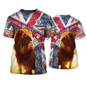 FUNSTUFFPRINT British Lion - Personalized Name 3D T-Shirt