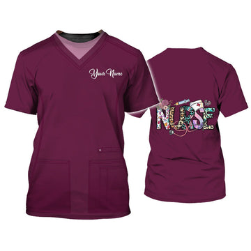 FUNSTUFFPRINT Personalized Name 3D Nursing Graduate T-Shirt Registered Nurse Shirts 3D T-shirt