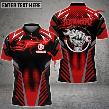 Custom Mechanic Thunder Custom Name Team Multi Color Printed 3D Polo Shirt, Gift for Mechanic Men Dad