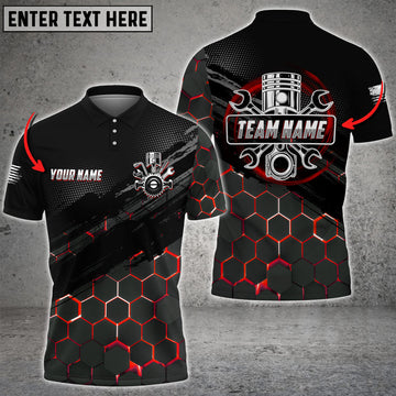 Custom Mechanic Honeycomb Custom Name Multi Color All Over Printed 3D Polo Shirt, Mechanic Polo Shirt
