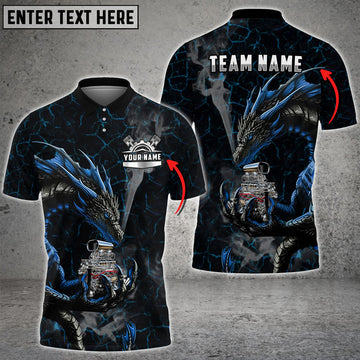 Personalized Mechanic Dragon V8 Engine Custom Name Multi Color Printed 3D Polo Shirt