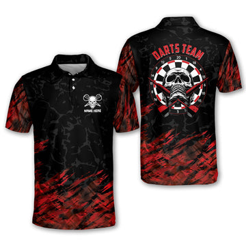 Custom 3D All Over Print Skull Dart Polo Shirts, Gift for Dart Player, Uniform for Dart Team