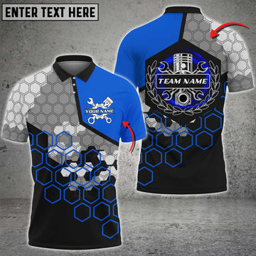 Custom Mechanic Honeycomb Custom Name Multi Color Printed 3D Polo Shirt, Gifts for Mechanics