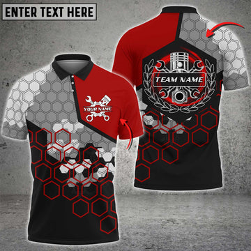 Personalized Mechanic Honeycomb Custom Name Team Multi Color Printed 3D Polo Shirt