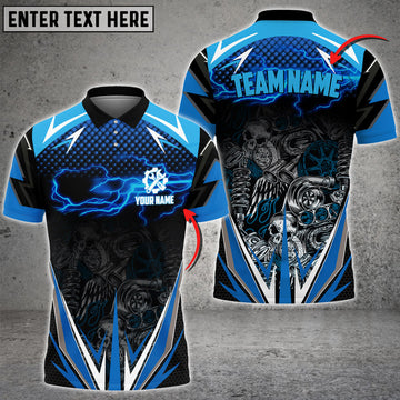 Custom Mechanic Thunder Custom Name Multi Color Printed 3D Polo Shirt, Mechanic Men Shirt