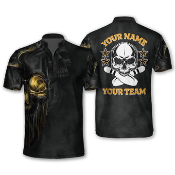 Custom Skull Bowling League Jersey Team Shirts For Men, Idea Shirt for Team Bowling