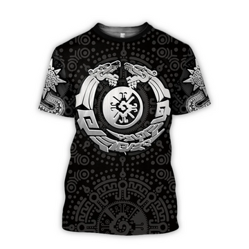 FUNSTUFFPRINT Aztec Mayan Snake Calendar Sun 3D T-shirt