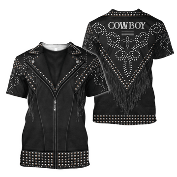 FUNSTUFFPRINT Balck Cowboy Shirt No Cosplay 3D Over Printed Unisex Deluxe Shirt Men Cowboys 3D T-shirt
