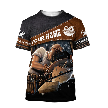 Personalized 3D All Over Print Carpenter Unisex Shirts Men Women Leather Pattern Gift For Carpenter