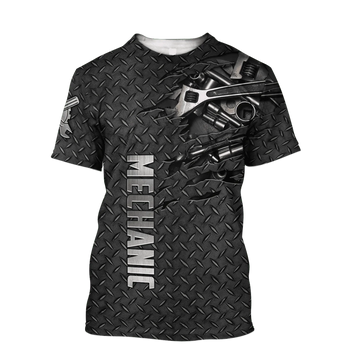 FUNSTUFFPRINT 3D All Over Print Mechanic Shirt Metal Pattern Gift For Mechanical Man Women 3D T-shirt