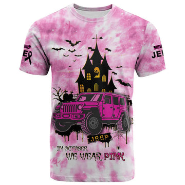 FUNSTUFFPRINT JEE Car Breast Cancer Shirt. T-Shirt Tie Dye Halloween In October We Wear Pink 3D T-shirt