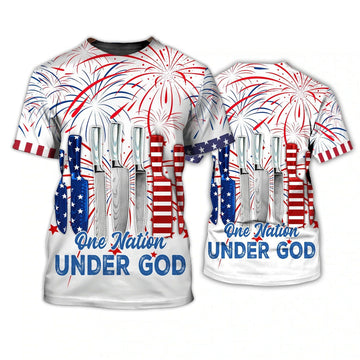 FUNSTUFFPRINT Independence Day Is Coming Chef One Nation Under God 3D Full Print T-Shirt, 4Th Of July Usa 3D Shirt 3D T-shirt
