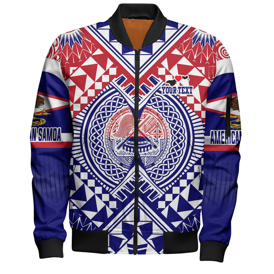 FUNSTUFFPRINT American Samoa Bomber Jacket Custom AS Coat Of Arms Polynesian Art Tattoo Sleeve 3D Bomber Jacket