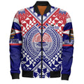 FUNSTUFFPRINT American Samoa Bomber Jacket Custom AS Coat Of Arms Polynesian Art Tattoo Sleeve 3D Bomber Jacket