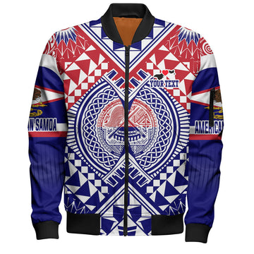 FUNSTUFFPRINT American Samoa Bomber Jacket Custom AS Coat Of Arms Polynesian Art Tattoo Sleeve 3D Bomber Jacket