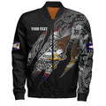 FUNSTUFFPRINT American Samoa Bomber Jacket Custom AS Pride Polynesian Sleeve Tattoo Scratch Style Black 3D Bomber Jacket
