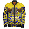 FUNSTUFFPRINT American Samoa Bomber Jacket Custom American Samoa Seal And Eagle Polynesian Tattoo Yellow 3D Bomber Jacket