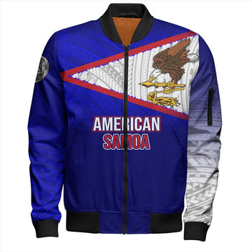 FUNSTUFFPRINT American Samoa Bomber Jacket - American Samoa Flag Color With Traditional Patterns 3D Bomber Jacket