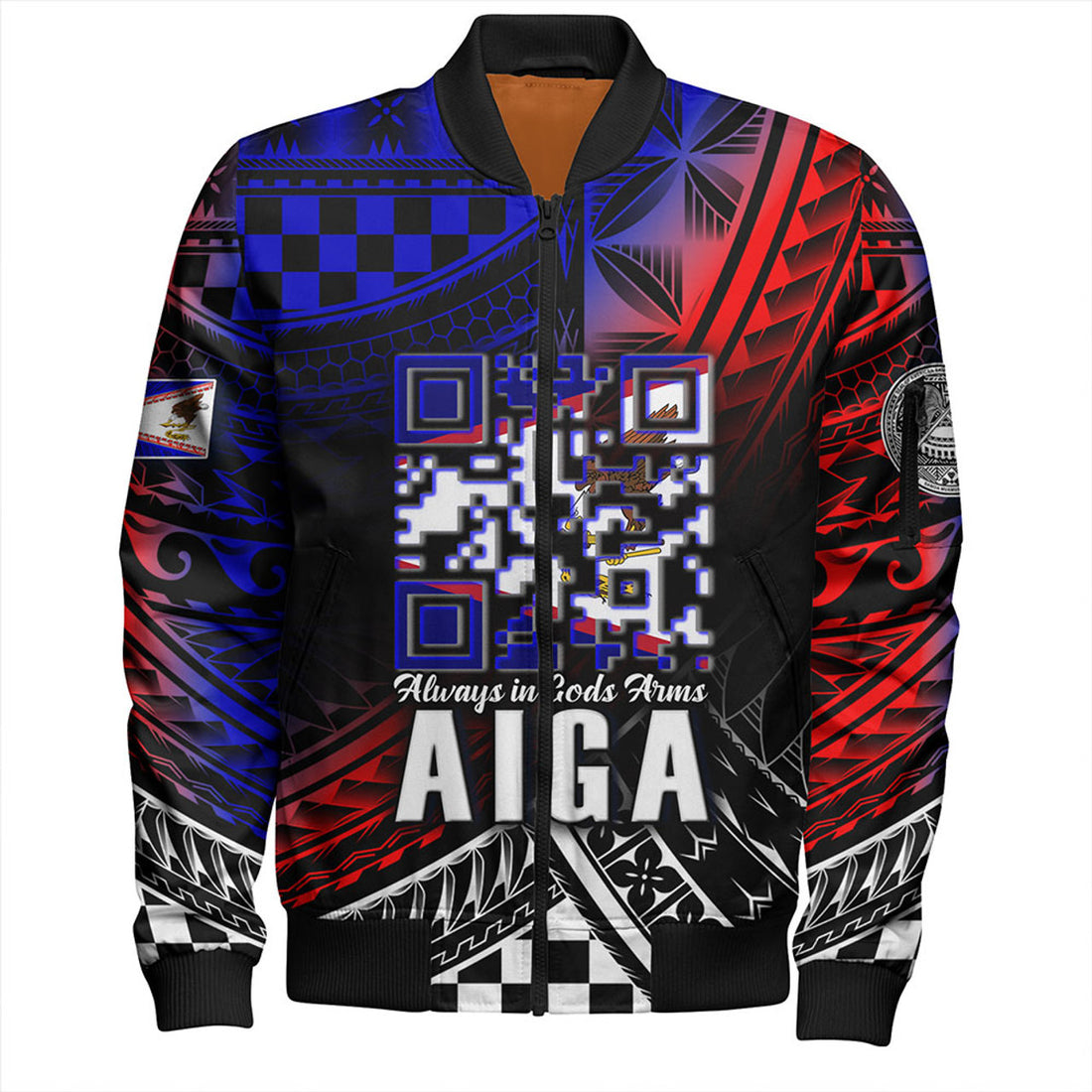 FUNSTUFFPRINT American Samoa Bomber Jacket Always In Gods Arms 3D Bomber Jacket