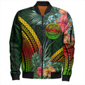 FUNSTUFFPRINT American Samoa Bomber Jacket Polynesian Tropical Style Flower 3D Bomber Jacket