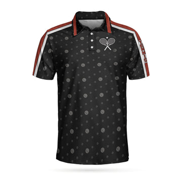Tennis Clay Version Polo Shirt, Black Dot And Tennis Ball Pattern Polo Shirt, Best Tennis Shirt For Men - Perfect Gift For Men, Tennis Lovers