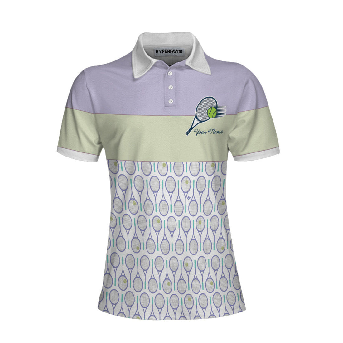 Custom Tennis In Purple Pattern Custom Name Polo Shirt, Personalized Purple Pattern Tennis Shirt For Female Player - Perfect Gift For Women, Ladies