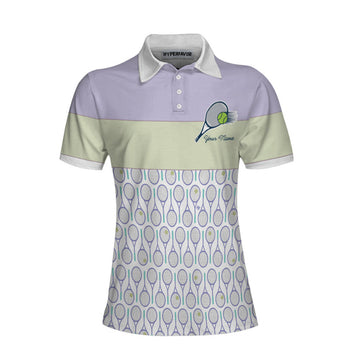 Custom Tennis In Purple Pattern Custom Name Polo Shirt, Personalized Purple Pattern Tennis Shirt For Female Player - Perfect Gift For Women, Ladies