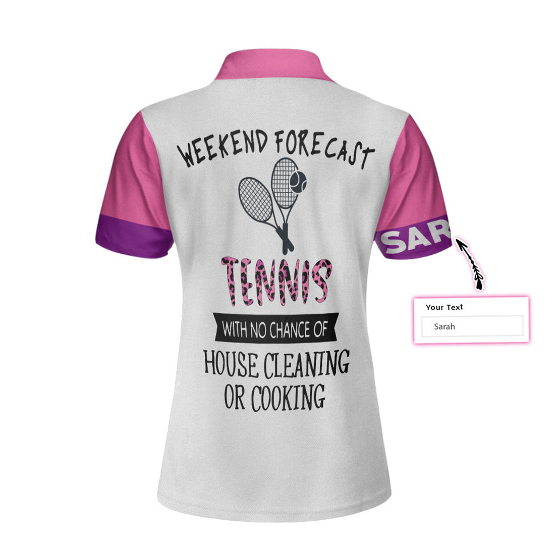 Custom Tennis Custom Name Women Polo Shirt, Weekend Forecast Tennis Polo Shirt, Personalized Pink Leopard Tennis Shirt For Women - Best Gift For Ladies
