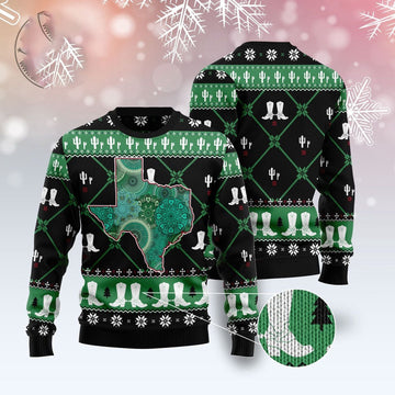 FUNSTUFFPRINT Texas Usa Symbols Pattern Ugly Christmas Sweater, Christmas Sweater, Ugly Sweater, Funny Xmas Sweaters Ugly Sweater