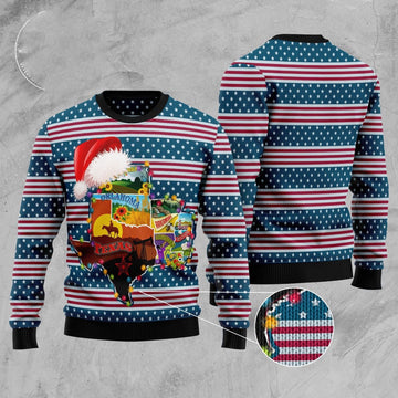 FUNSTUFFPRINT Texas Xmas Ugly Christmas Sweater, Christmas Sweater, Ugly Sweater, Funny Xmas Sweaters Ugly Sweater