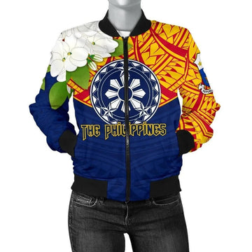 FUNSTUFFPRINT The Philippines Women's Bomber Jacket - Filipino Sampaguita - 3D Bomber Jacket