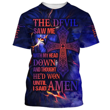 FUNSTUFFPRINT The Devil Saw Me With My Head Down Cross 3D All Over Printed Shirt for Men and Women
3D T-shirt