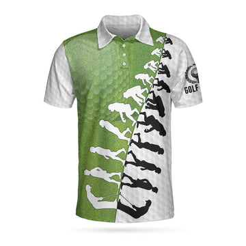 The Evolution Of Golfer Through Generations Golf Polo Shirt, White And Green Golf Shirt For Men