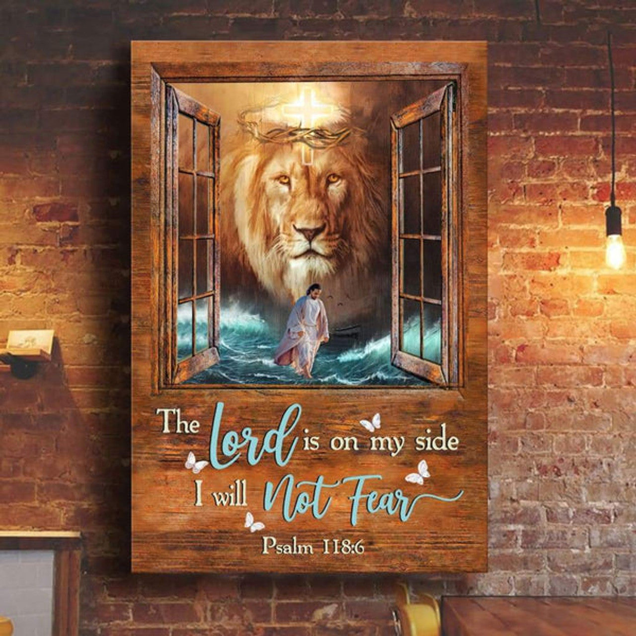 The Lord Is On My Side I Will Not Fear Jesus Lion Canvas Wall Art - Christian Wall Posters - Religious Wall Decor